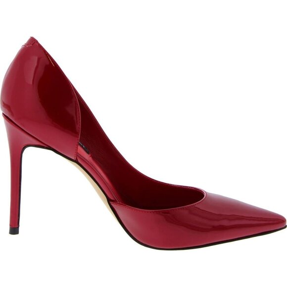 Nine West Womens Dark Red Patent Polyurethane Closed Pointed Toe Heeled Pumps - Picture 2 of 3